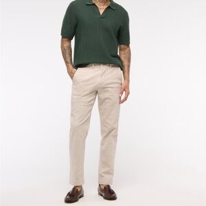Abercrombie Straight Linen-Blend Fixed Waist Pant